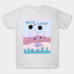 Kids Holding Up Clouds Stick Figure T-Shirt